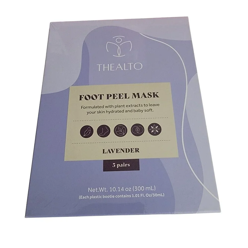 Thealto Lavender Foot Peel Mask 5 Pair New in Box Giftable